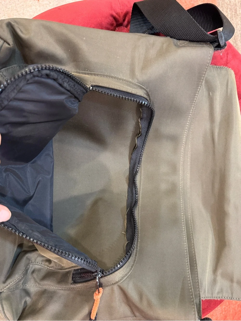 Esprit Olive Canvas Messenger with Black Strap